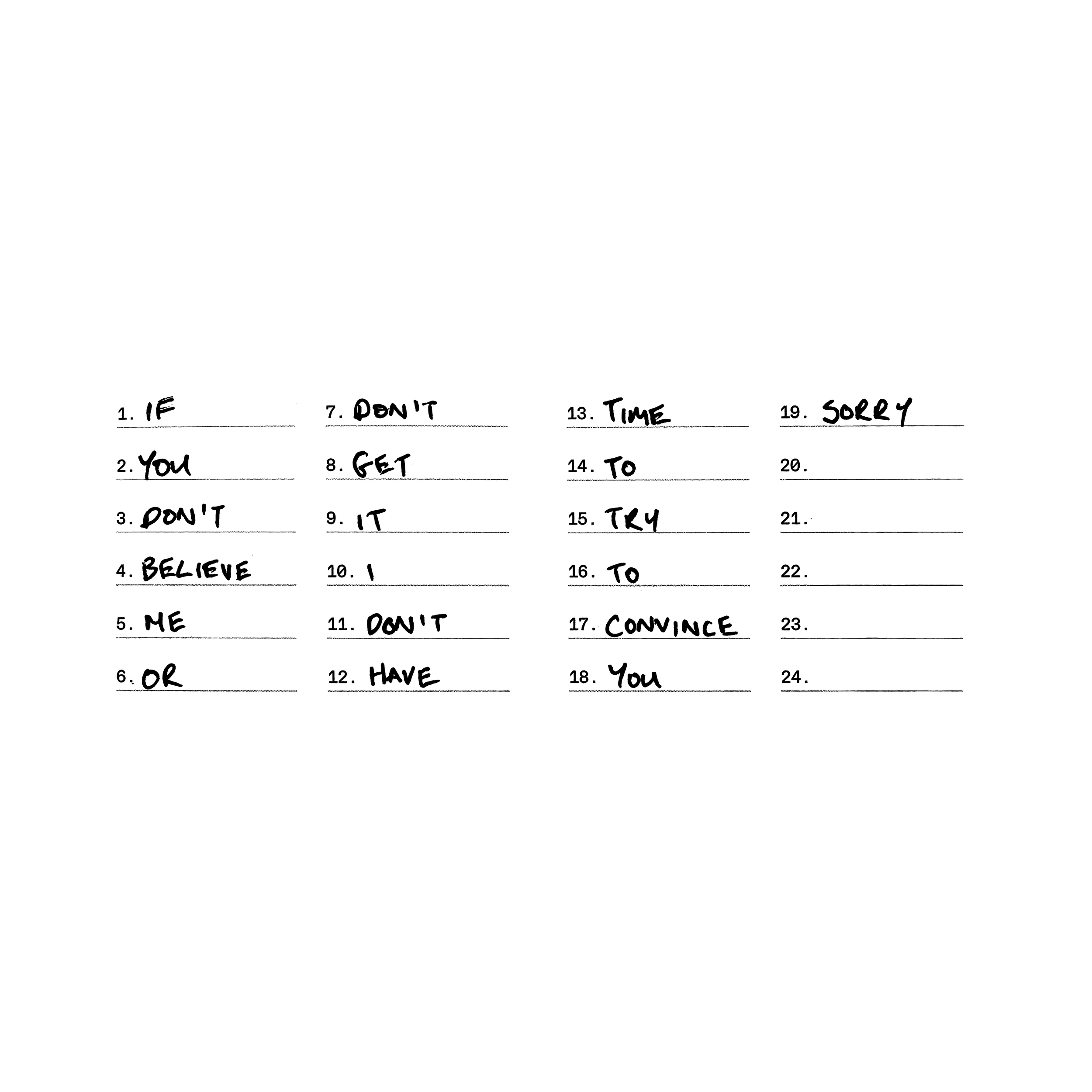 Epiphany by Jack Butcher: a 19-word Satoshi quote written into a 24-slot recovery card, five slots left empty